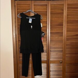 R&M Richards Elegant Black Layered top and pants . Perfect for evening wear